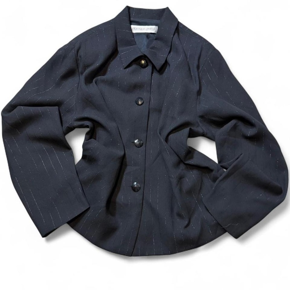 Vintage Black Glitter‎ Pinstripe Blazer/Shirt